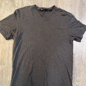 Travis Mathew Men's V-Neck Gray Striped Shirt